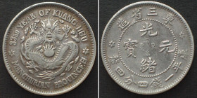 CHINA - MANCHURIAN PROVINCES 20 Cents 33 (1907), silver AU!