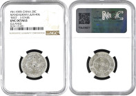 CHINA - MANCHURIAN PROVINCES 20 Cents Y.1 (1909) silver, UNC, SCARCE!