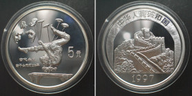 CHINA 5 Yuan 1997 GYMNAST silver Proof