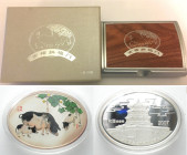 CHINA. 2008 Silver 1 oz YEAR OF THE PIG oval shaped colorized medal RARE!
