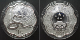CHINA. 10 Yuan 2013 Lunar YEAR OF THE SNAKE 1 oz silver BU with COA