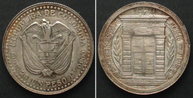 COLOMBIA Peso 1956, 200th ANN. of POPAYAN MINT, silver UNC SCARCE!