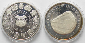 COLOMBIA. 10000 Pesos 1991 Discovery IBERO-AMERICA, Bogota mint, silver, Proof, SCARCE!