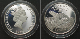 COOK ISLANDS 2 Dollars 1996 Olympic US-NATIONAL PARKS silver Proof
