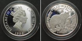 COOK ISLANDS 2 Dollars 1996 Yellowstone US-NATIONAL PARKS silver Proof