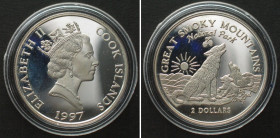 COOK ISLANDS 2 Dollars 1997 Great Smoky Mountains US-NATIONAL PARKS silver Proof
