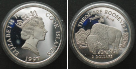 COOK ISLANDS 2 Dollars 1997 Theodore Roosevelt US-NATIONAL PARKS silver Proof