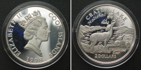 COOK ISLANDS 2 Dollars 1998 Crater Lake US-NATIONAL PARKS silver Proof