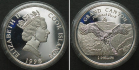 COOK ISLANDS 2 Dollars 1998 Grand Canyon US-NATIONAL PARKS silver Proof