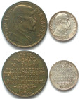 CZECHOSLOVAKIA. Medal 1935 MASARYK in silver 32mm & bronze 50mm, UNC-