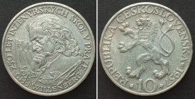 CZECHOSLOVAKIA. 10 Korun 1957, 250th AN. of TECHNICAL COLLEGE silver AU