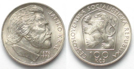 CZECHOSLOVAKIA 100 Korun 1976 JANKO KRAL silver UNC