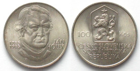CZECHOSLOVAKIA 100 Korun 1985 JAN HOLLY silver UNC