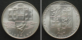 CZECHOSLOVAKIA 50 Korun 1991 Piestany SPA TOWNS silver BU