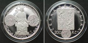 CZECH REPUBLIC. 200 Korun 2000, Monetary Reform by Wenceslaus II, silver Proof
