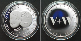CZECH REPUBLIC. 200 Korun 2005, Jan Werich and Jiri Voskovec, silver Proof
