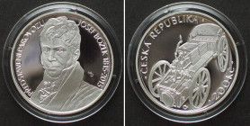 CZECH REPUBLIC. 200 Korun 2015, First Steam Car, silver Proof