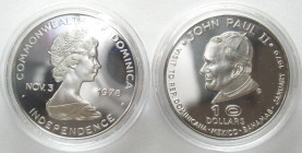 DOMINICA 10 $ 1978 Papal visit JOHN PAUL II / INDEPENDENCE silver Proof