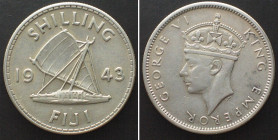 FIJI Shilling 1943 GEORGE VI silver AU