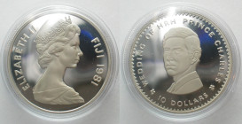FIJI 10 $ 1981 PRINCE CHARLES ROYAL WEDDING silver Proof