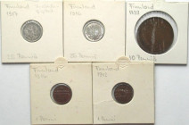 RUSSIAN FINLAND Collection of 5 coins 1899-1917, with silver