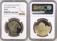 FINLAND 100 Markkaa 1991 ICE HOCKEY WORLD CHAMPIONSHIP NGC MS 67