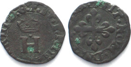 FRANCE. Liard 1582 HENRY III billon VF+