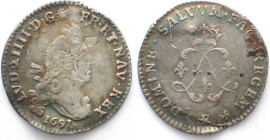 FRANCE. 4 Sols 1691 E Tours LOUIS XIV silver SCARCE! VF-XF!