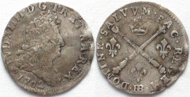 FRANCE. 5 Sols 1702 BB Strasbourg LOUIS XIV silver SCARCE! VF+