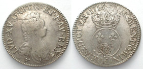 FRANCE. Ecu 1716 S Reims LOUIS XV silver XF!