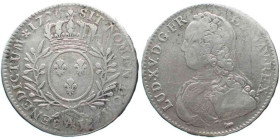 FRANCE. 1/2 Ecu 1726 A PARIS LOUIS XV silver aVF