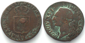 FRANCE Sol 1785 D Lyon, LOUIS XVI copper VF