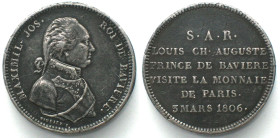 FRANCE 2 Francs 1806 Visit of Prince Ludwig of Bavaria to Paris Mint, silver, THICK PLANCHET, RRR!