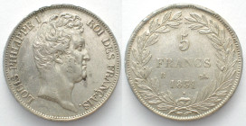 FRANCE. 5 Francs 1831 B Rouen LOUIS PHILIPPE silver XF!