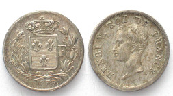 FRANCE. 1/2 Franc 1833, Pretender HENRI V, silver, AU, SCARCE!