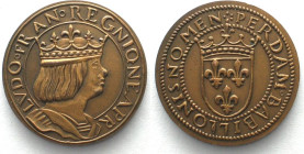 FRANCE Test strike ND(1880) LOUIS XII Ducat of NAPLES bronze 25mm