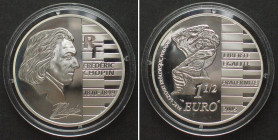 FRANCE. 1-1/2 Euro 2005 FREDERIC CHOPIN silver Proof, SCARCE!