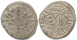 LORRAINE 5 Liards ND(1706) Nancy mint LEOPOLD I billon AU!