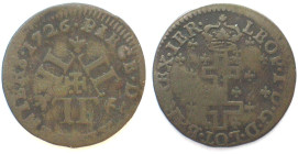 LORRAINE 12 Deniers 1726 LEOPOLD I billon aVF