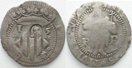 PERPIGNAN. French Occupation, 2 Sols 1596, countermarked 1644-45, billon, VF