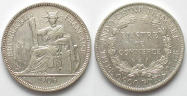 FRENCH INDO-CHINA Piastre 1906 A silver AU!