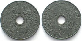 FRENCH INDOCHINA Cent 1941 VICHY zinc aXF DIE ROTATION c.45°!