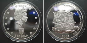 GHANA 500 Sika 2002 ANCIENT PHOENICIAN SHIP silver Proof