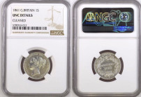 GREAT BRITAIN. Shilling 1861 VICTORIA, silver, NGC UNC Details