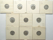 GREAT BRITAIN. Bulk of 10 silver 3 Pence coins 1861-1940