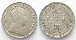 HONG KONG. 20 Cents 1904, Edward VII, silver, AU!