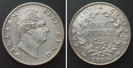 INDIA-BRITISH. Rupee 1835, Bombay mint, WILLIAM IV, silver, UNC-!