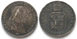 LOMBARDY-VENETIA 1/2 Lira 1822 M FRANZ I silver AU!