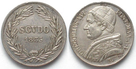 PAPAL STATES Scudo 1835 R GREGORY XVI A.V silver UNC-!!!