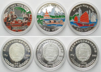 NORTH KOREA Set 3 x 250 Won 1996-97 RETURN OF HONG KONG silver COLORED Proof